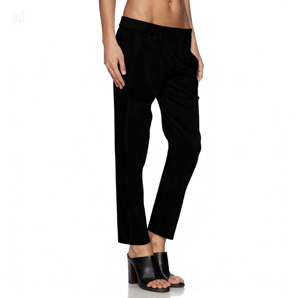 Theory Black Korene Crunch Linen Blend Pants Revolve Minimal Ankle Petite Sz P